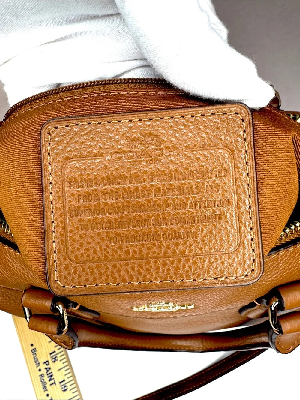 Coach Mini Bennett Satchel F36677 Pebbled Leather Saddle Brown Crossbody Bag